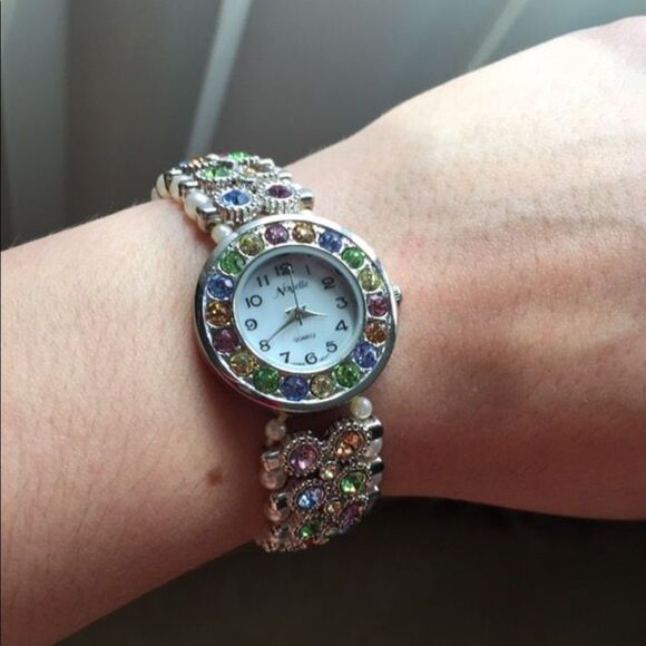 Novelle colorful crystal beaded band watch main image 5